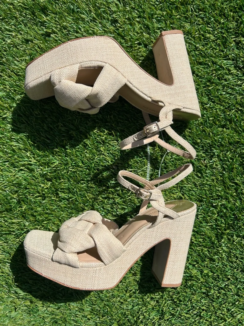 Antonio Melani Linen Knot Knotted Platform Ankle Strap Sandals Shoes Women’s 9.5 - Picture 3 of 13